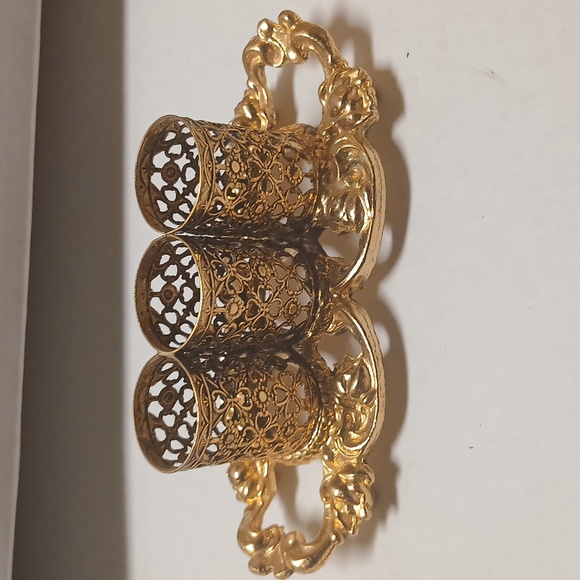Vintage 3 Tube Lipstick Holder Stylebuilt Accessories NY Filigree Dressing Table - Picture 7 of 8